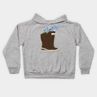 Paper Forget Me Not Rain Boots Kids Hoodie